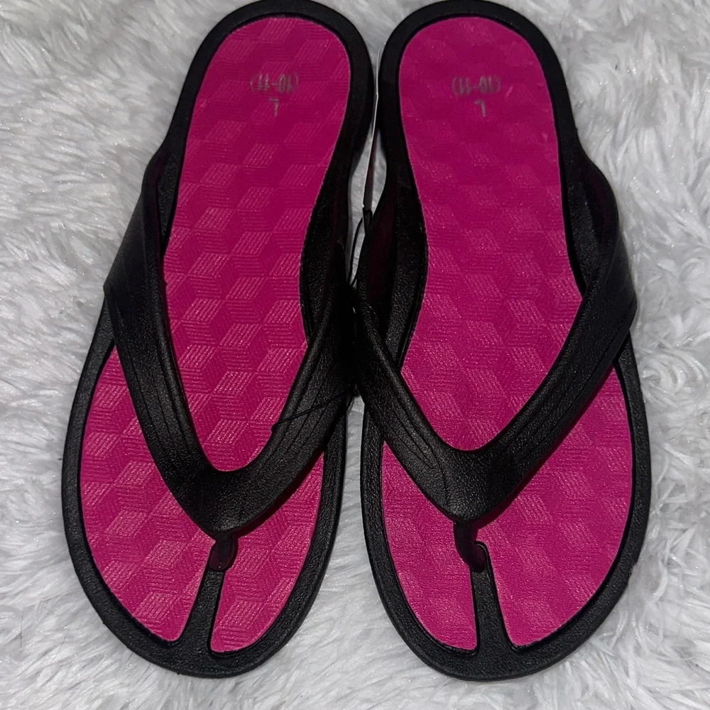 Black and Pink Flip Flops